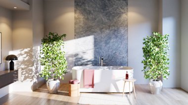 Modern, parlak banyo içleri 3 boyutlu resimleme