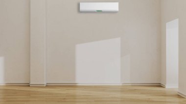 Büyük lüks, modern, aydınlık bir oturma odası. Klima modelleme çizimi 3D.