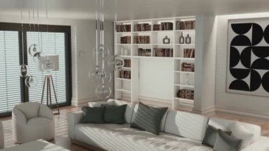 3D video görüntüleme modern modern tasarım. Evin içinde şık bir video klibi var.