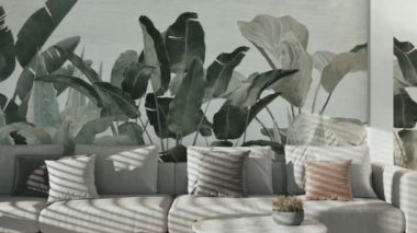 3D video görüntüleme modern modern tasarım. Evin içinde şık bir video klibi var.