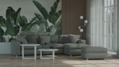 3D video görüntüleme modern modern tasarım. Evin içinde şık bir video klibi var.