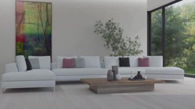 3D video görüntüleme modern modern tasarım. Evin içinde şık bir video klibi var.