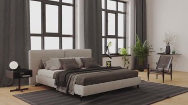 3D video görüntüleme modern modern tasarım. Evin içinde şık bir video klibi var.