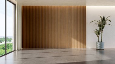 Büyük lüks, modern, parlak iç mekan. Oturma odası tasviri 3D canlandırma.