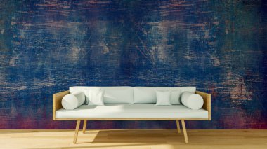 Büyük lüks, modern, parlak iç mekan. Oturma odası tasviri 3D canlandırma.