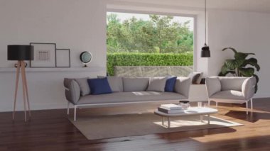 3D video görüntüleme modern modern tasarım. Evin içinde şık bir video klibi var.