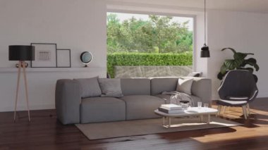3D video görüntüleme modern modern tasarım. Evin içinde şık bir video klibi var.