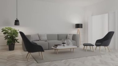 3D video görüntüleme modern modern tasarım. Evin içinde şık bir video klibi var.