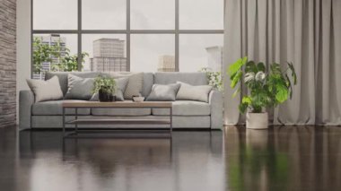 3D video görüntüleme modern modern tasarım. Evin içinde şık bir video klibi var.