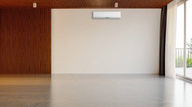 Büyük lüks, modern, aydınlık iç mekan. Klima modelleme çizimi 3D.