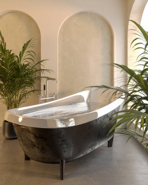 Modern, parlak banyo içleri 3 boyutlu resimleme