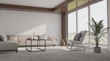3D video görüntüleme modern modern tasarım. Evin içinde şık bir video klibi var.
