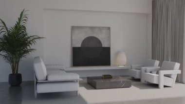 3D video görüntüleme modern modern tasarım. Evin içinde şık bir video klibi var.