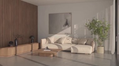 3D video görüntüleme modern modern tasarım. Evin içinde şık bir video klibi var.