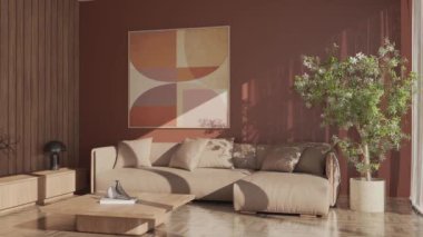 3D video görüntüleme modern modern tasarım. Evin içinde şık bir video klibi var.