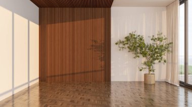 Büyük lüks, modern, parlak iç mekan. Oturma odası tasviri 3D canlandırma.