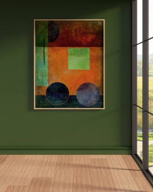 Büyük lüks, modern, parlak iç mekan. Oturma odası tasviri 3D canlandırma.