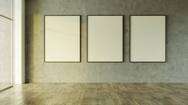 Büyük lüks, modern, parlak iç mekan. Oturma odası tasviri 3D canlandırma.