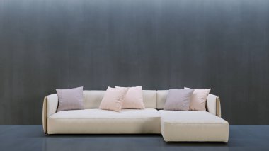 Büyük lüks, modern, parlak iç mekan. Oturma odası tasviri 3D canlandırma.