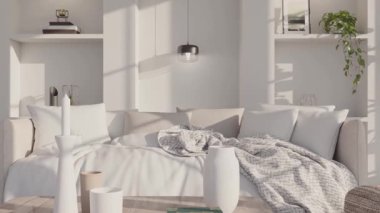 3D video görüntüleme modern modern tasarım. Evin içinde şık bir video klibi var.