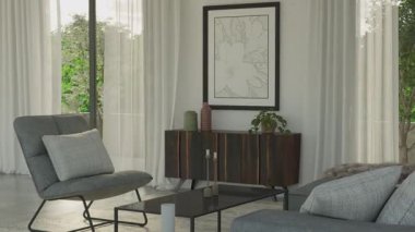 3D video görüntüleme modern modern tasarım. Evin içinde şık bir video klibi var.