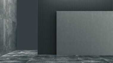 Büyük lüks, modern, parlak iç mekan. Oturma odası tasviri 3D canlandırma.
