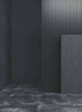 Büyük lüks, modern, parlak iç mekan. Oturma odası tasviri 3D canlandırma.