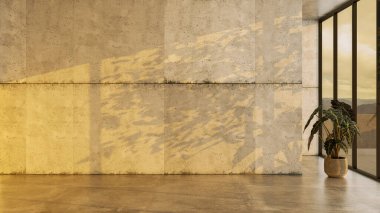 Büyük lüks, modern, parlak iç mekan. Oturma odası tasviri 3D canlandırma.