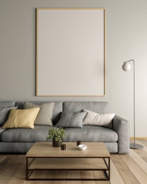 Büyük lüks, modern, parlak iç mekan. Oturma odası tasviri 3D canlandırma.