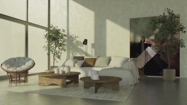 3D video görüntüleme modern modern tasarım. Evin içinde şık bir video klibi var.