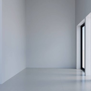 Büyük lüks, modern, parlak iç mekan. Oturma odası tasviri 3D canlandırma.