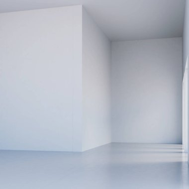 Büyük lüks, modern, parlak iç mekan. Oturma odası tasviri 3D canlandırma.