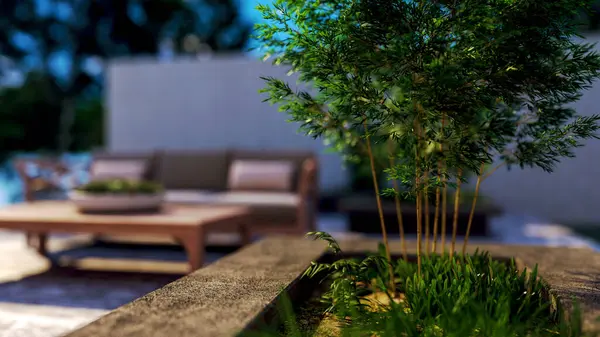 Büyük lüks, modern, parlak iç mekan. Oturma odası tasviri 3D canlandırma.