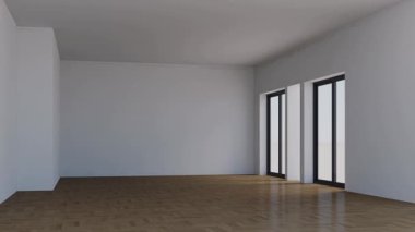 3D video görüntüleme modern modern tasarım. Evin içinde şık bir video klibi var.