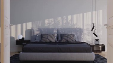 3D video görüntüleme modern modern tasarım. Evin içinde şık bir video klibi var.