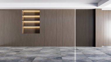 Büyük lüks, modern, parlak iç mekan. Oturma odası tasviri 3D canlandırma.