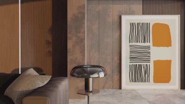 3D video görüntüleme modern modern tasarım. Evin içinde şık bir video klibi var.
