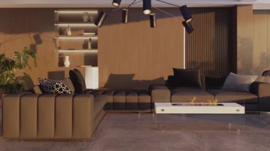 3D video görüntüleme modern modern tasarım. Evin içinde şık bir video klibi var.