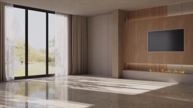 3D video görüntüleme modern modern tasarım. Evin içinde şık bir video klibi var.