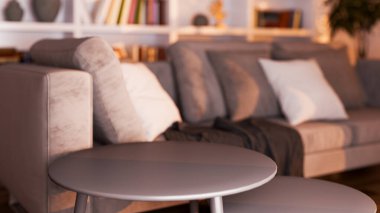 Büyük lüks, modern, parlak iç mekan. Oturma odası tasviri 3D canlandırma.