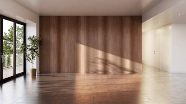 Büyük lüks, modern, parlak iç mekan. Oturma odası tasviri 3D canlandırma.