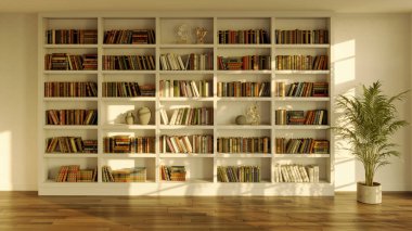 Büyük lüks, modern, parlak iç mekan. Oturma odası tasviri 3D canlandırma.