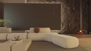 3D video görüntüleme modern modern tasarım. Evin içinde şık bir video klibi var.