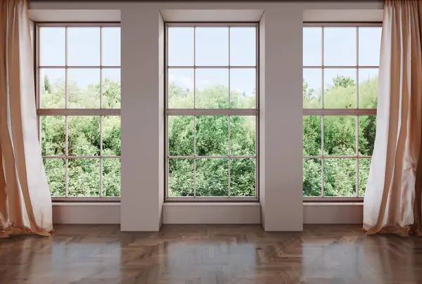 Büyük lüks, modern, parlak iç mekanlar. Oturma odası tasviri. 3D görüntüleme.