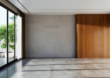 Büyük lüks, modern, parlak iç mekan. Oturma odası tasviri 3D canlandırma.