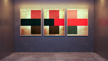 Büyük lüks, modern, parlak iç mekan. Oturma odası tasviri 3D canlandırma.