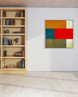 Büyük lüks, modern, parlak iç mekan. Oturma odası tasviri 3D canlandırma.