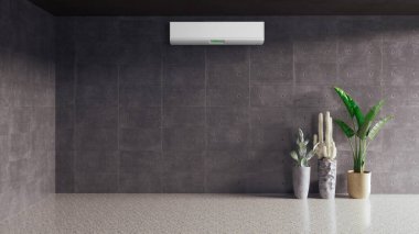 Büyük lüks, modern, aydınlık iç mekan. Klima modelleme çizimi 3D.