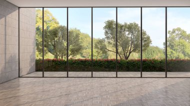 Boş oda. Büyük lüks, modern, parlak iç mekan. Oturma odası alay ediyor.