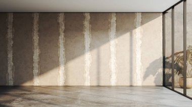 Boş oda. Büyük lüks, modern, parlak iç mekan. Oturma odası alay ediyor.